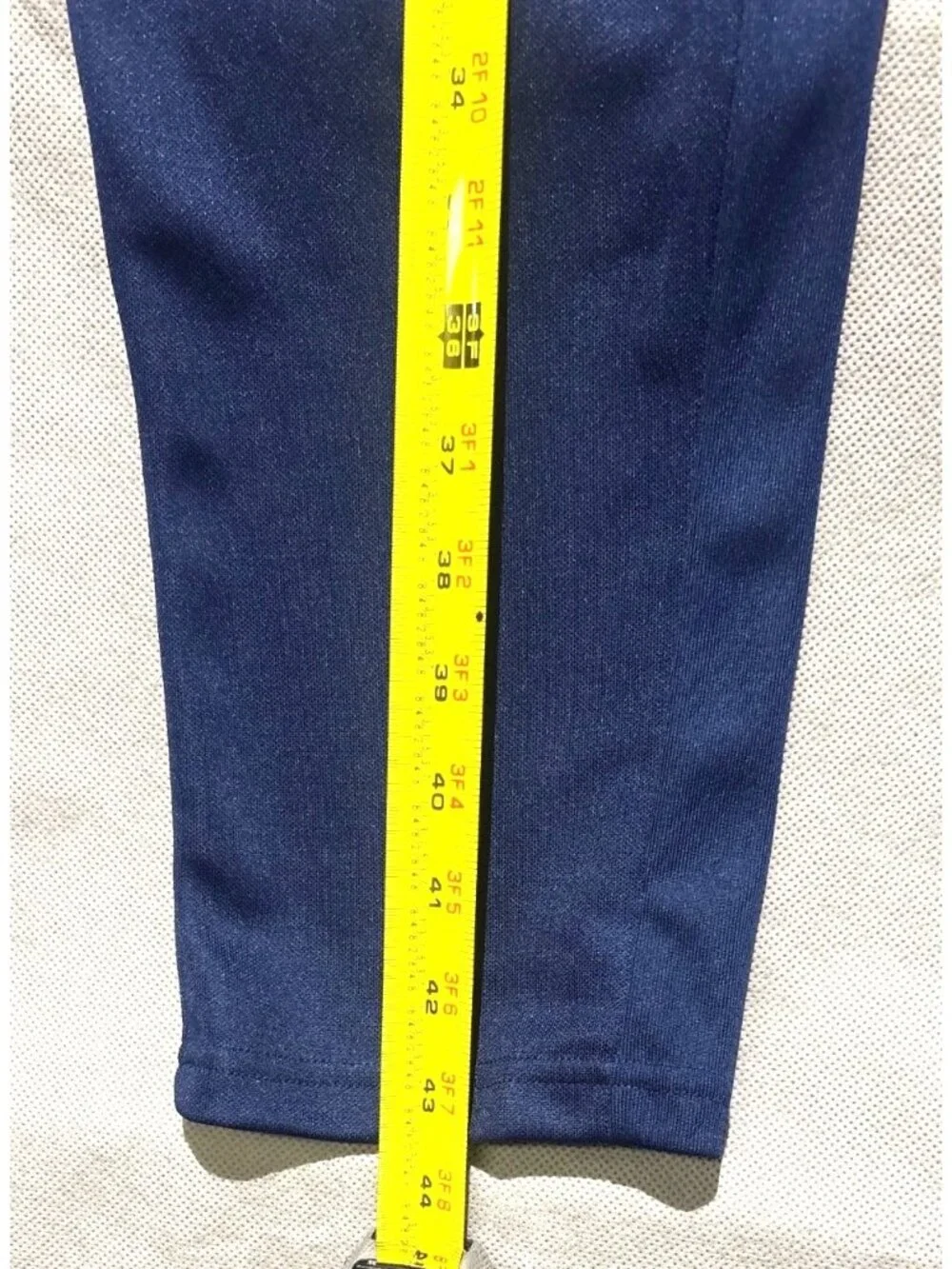 Adidas Navy Blue Track Pants With White Stripes Logo Design Drawstring Waist And